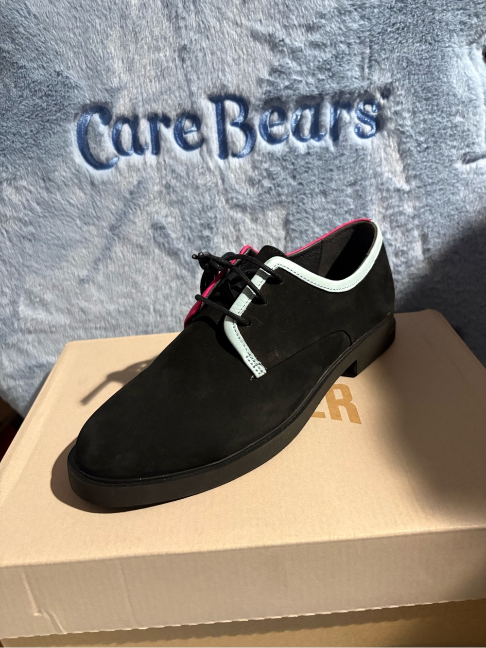 Camper Black Oxfords with White Trim and Pink Lining NIB Size 7